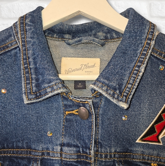 Arizona Diamondbacks Crop Rhinestone Denim Jacket - Picture 5 of 8
